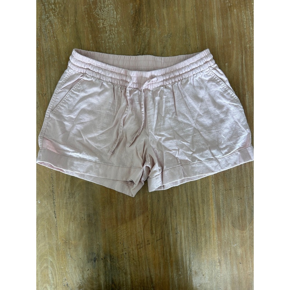 Old Navy Pink Linen Blend Pull On Shorts Womens Size S Elastic Waist Drawstring‎